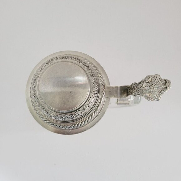 Vintage BFM-N West Germany Etched Crystal Clear Glass Beer Stein Pewter Lid - Picture 5 of 11